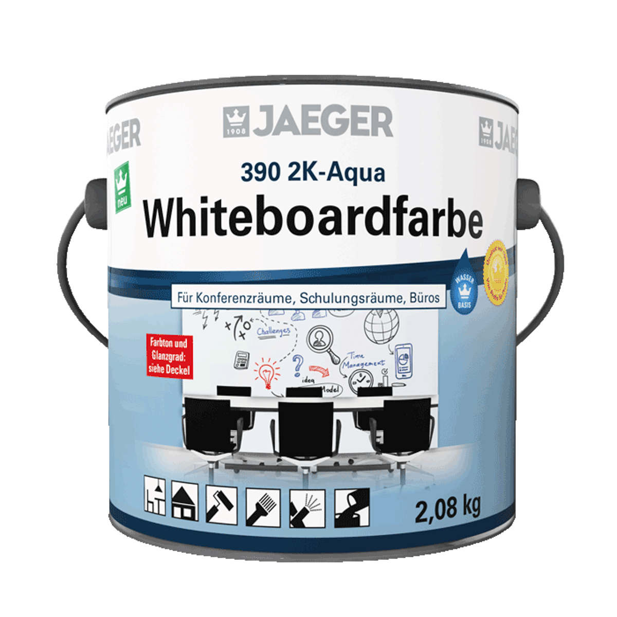 Jaeger 2K-Aqua Whiteboardfarbe 750 gr 3900002-922 farblos seidenglänzend